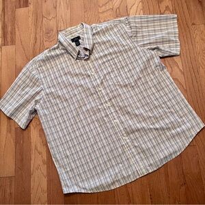 Dockers Men's Plaid Casual Shirt Size XXL 18/18 1/2 Teflon Protected